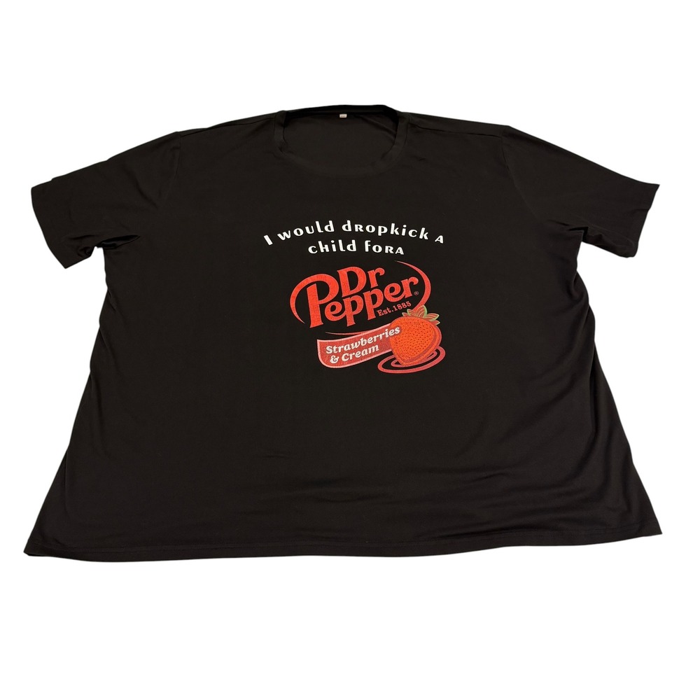 Dr Pepper Strawberries & Cream Funny Graphic Tee Black 5XL Short Sleeve Shirt